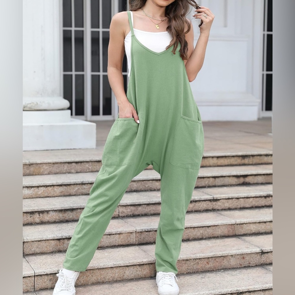 Women's Green Relaxed Fit Jumpsuit - Size 10 - Picture 5 of 11